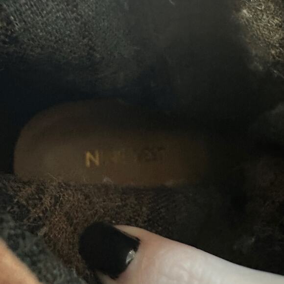 Nine West Chocolate Brown Suede Wedge High Heel Booties 8 Medium Boho Casual - Picture 8 of 8